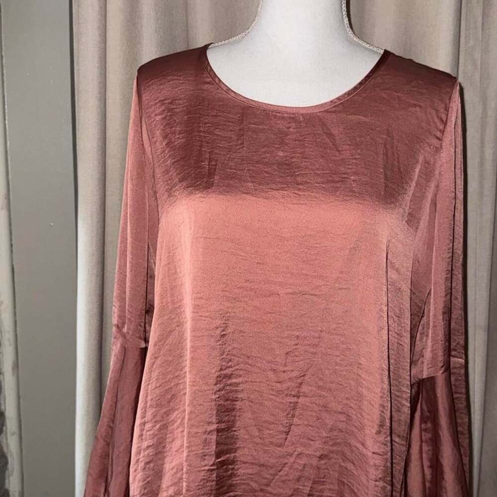 Socialite Satin Bell Sleeve Blouse Size M Dusty Rose Made in USA Boho
